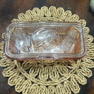 Vintage Glass Food Storage Container with Clear Lid